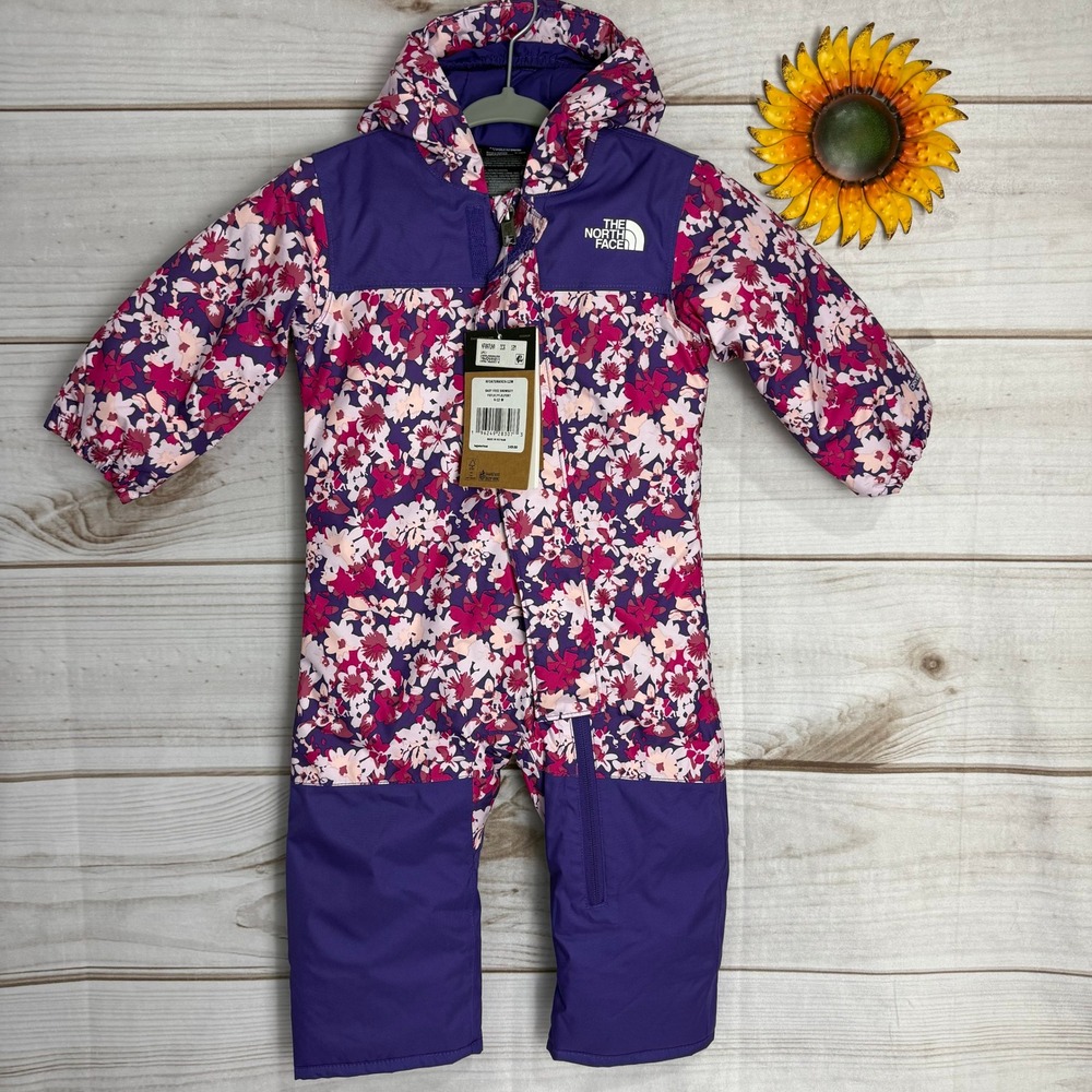 The North Face Baby Freedom‎ Bunting Snowsuit Floral Purple Pink 6-12M New